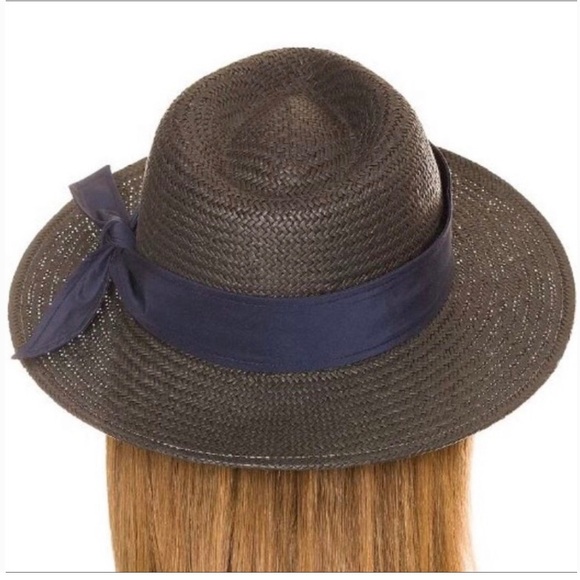 RAG & BONE Womens Packable Straw Fedora Bandana Hat Black - Picture 2 of 7